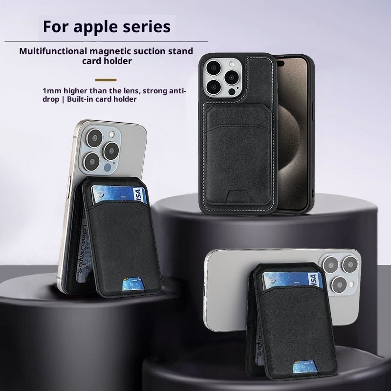 Magnetic Phone Card Holder with Suction Mount & Folding Stand
