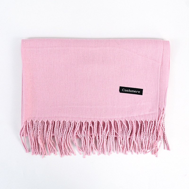 Women's Solid Color Winter Scarf: Cozy Pashmina Shawl with Tassels - Image 8