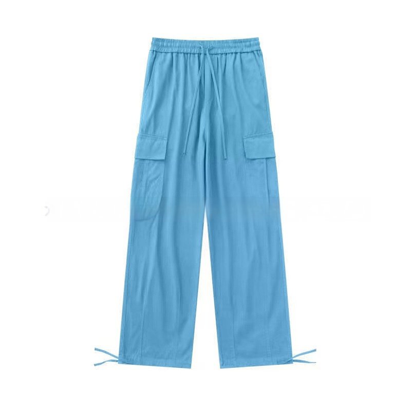 Men's Loose Fit Cargo Pants | Straight Leg Drawstring Utility Trousers - Image 3