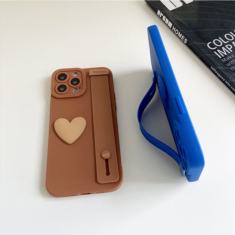 Solid Color Silicone Case with Wrist Strap for iPhone 13 12 11 XR X 8 7 - Image 10