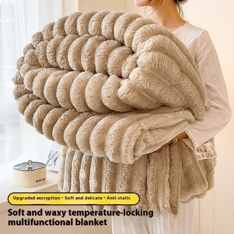 Solid Color Velvet Throw Blanket: Thickened Warm Nap Blanket for Sofa & Bed - Image 9