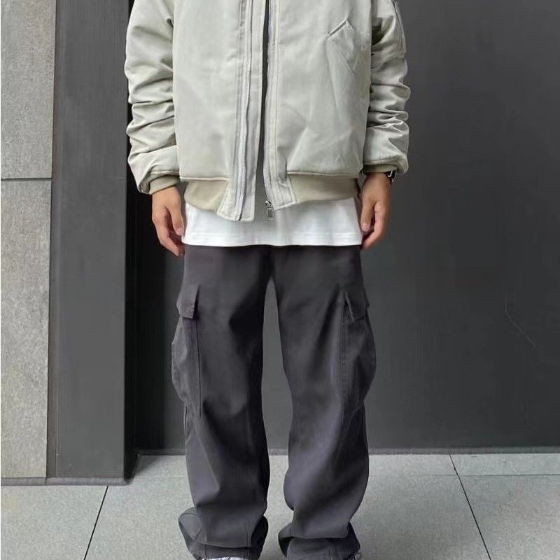 Men's Loose Fit Cargo Pants | Straight Leg Drawstring Utility Trousers - Image 2