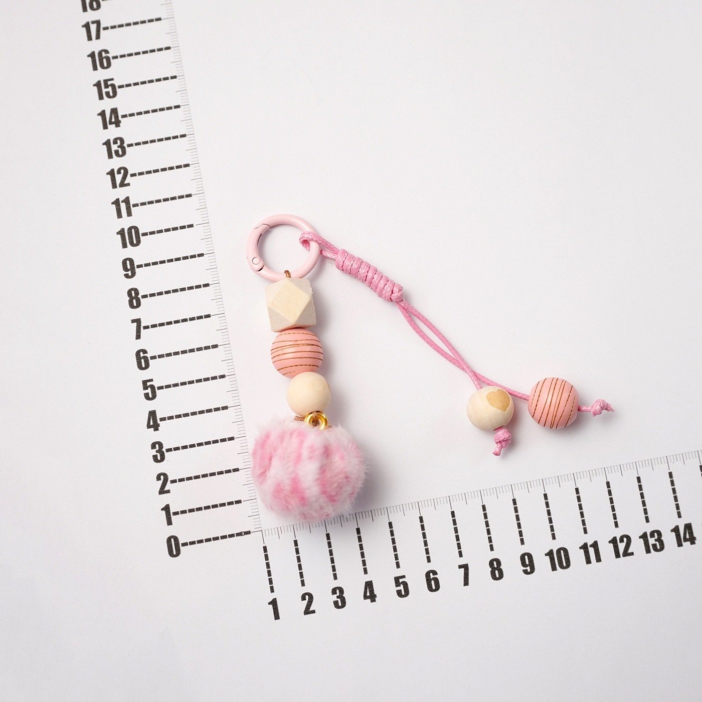 Wooden Bead Pompom Keychain | Boho Sweet Bag Charm Accessories - Image 6