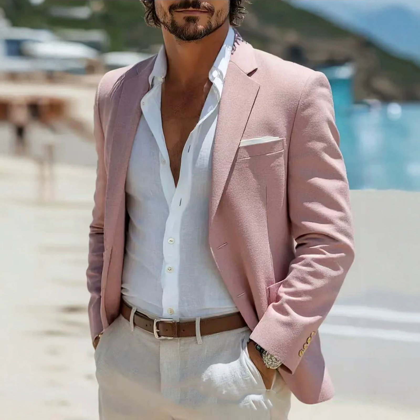 Mens Slim-Fit Casual Suit Jacket: Modern Fashionable Blazer Outerwear - Image 7