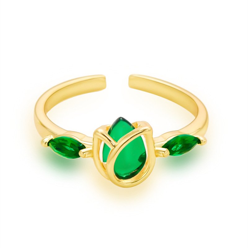 Vintage Tulip Flower Ring | Trendy Aesthetic Floral Statement Jewelry - Image 2