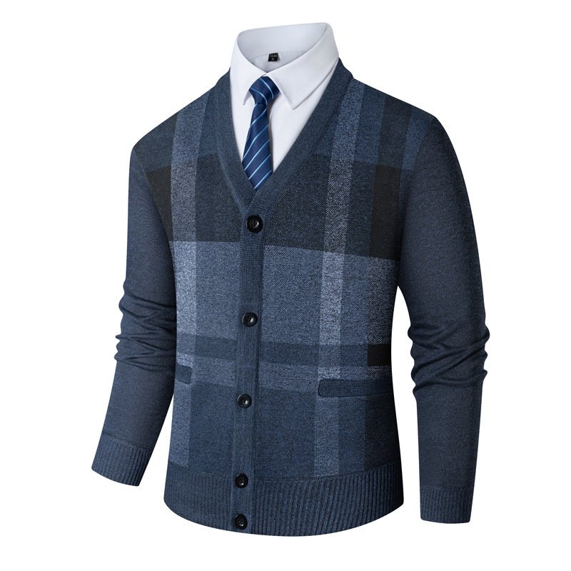 Mens Fleece Lined Cardigan Sweater | Thickened Warm Winter Outerwear - Image 3