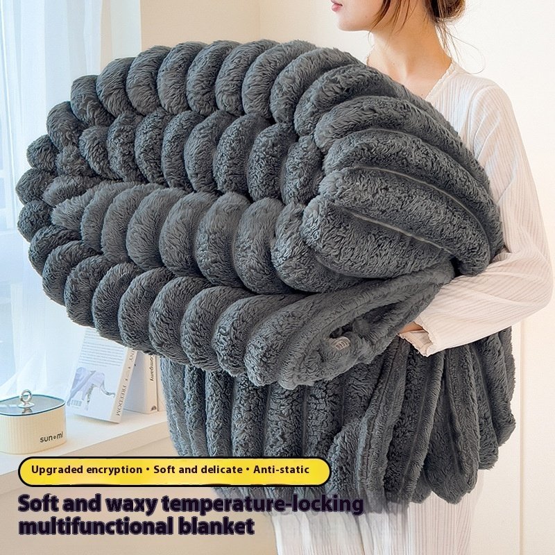 Solid Color Velvet Throw Blanket: Thickened Warm Nap Blanket for Sofa & Bed