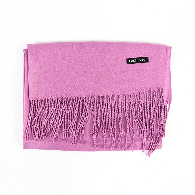Women's Solid Color Winter Scarf: Cozy Pashmina Shawl with Tassels - Image 10