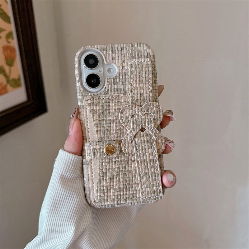 Woven Heart-Shaped Phone Cardholder for iPhone 14/15/16/17 - Image 6