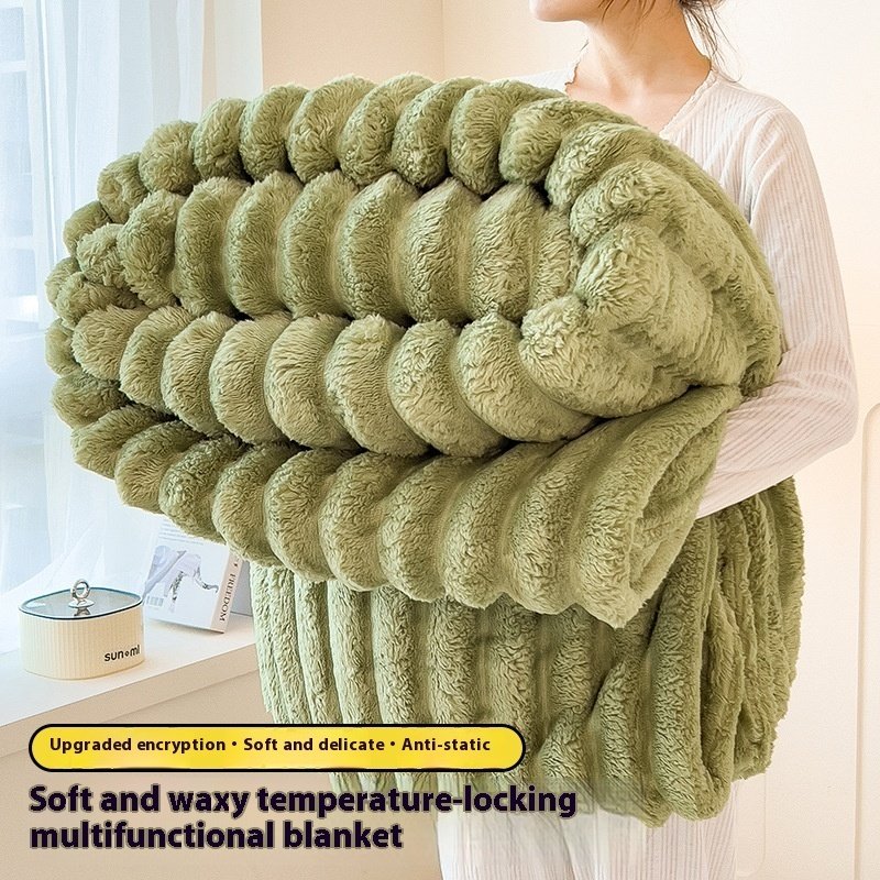 Solid Color Velvet Throw Blanket: Thickened Warm Nap Blanket for Sofa & Bed - Image 5