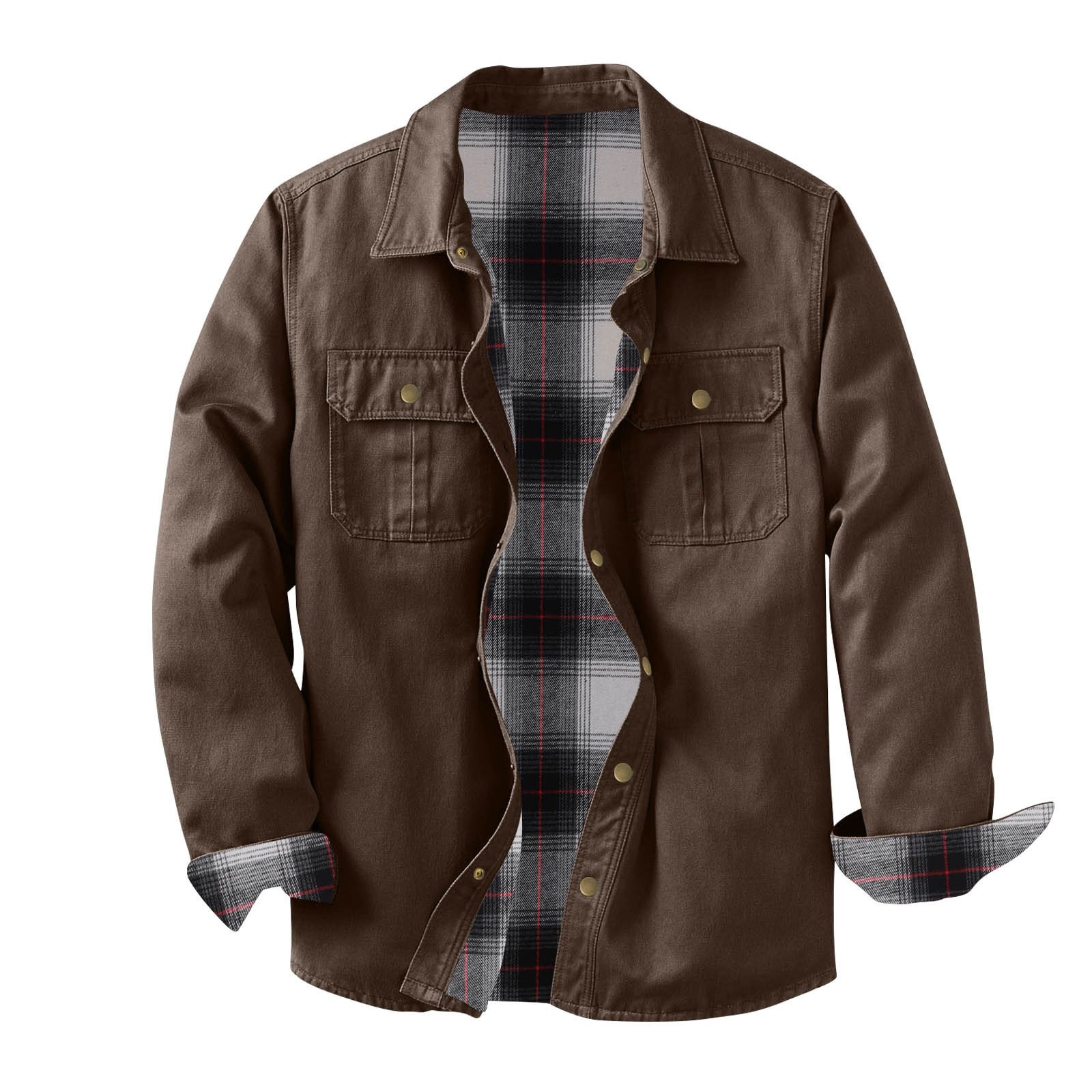 Men's Washed Canvas Work Jacket | Warm Plaid-Lined Rugged Outerwear - Image 4
