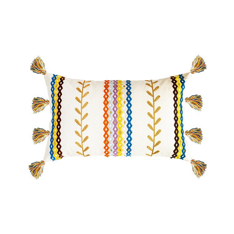 Moroccan Cotton Tufted Pillowcase: Boho Fringed Decorative Throw Pillow Cover - Image 4
