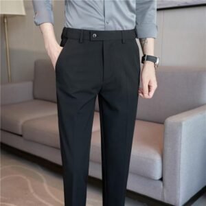 Men's Stretch Waist Casual Suit Trousers | Wrinkle-Resistant Pants
