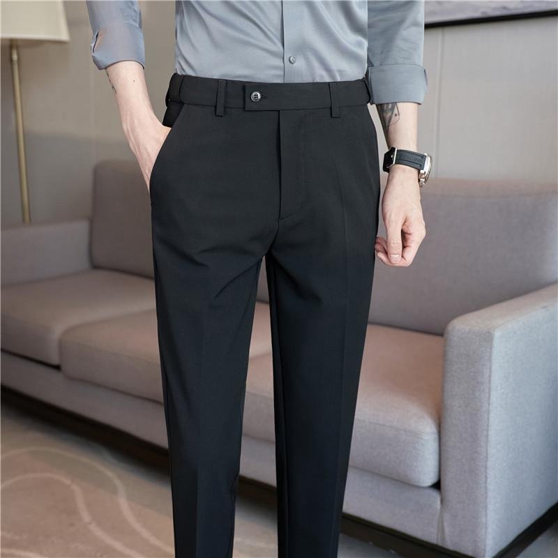 Men's Stretch Waist Casual Suit Trousers | Wrinkle-Resistant Pants