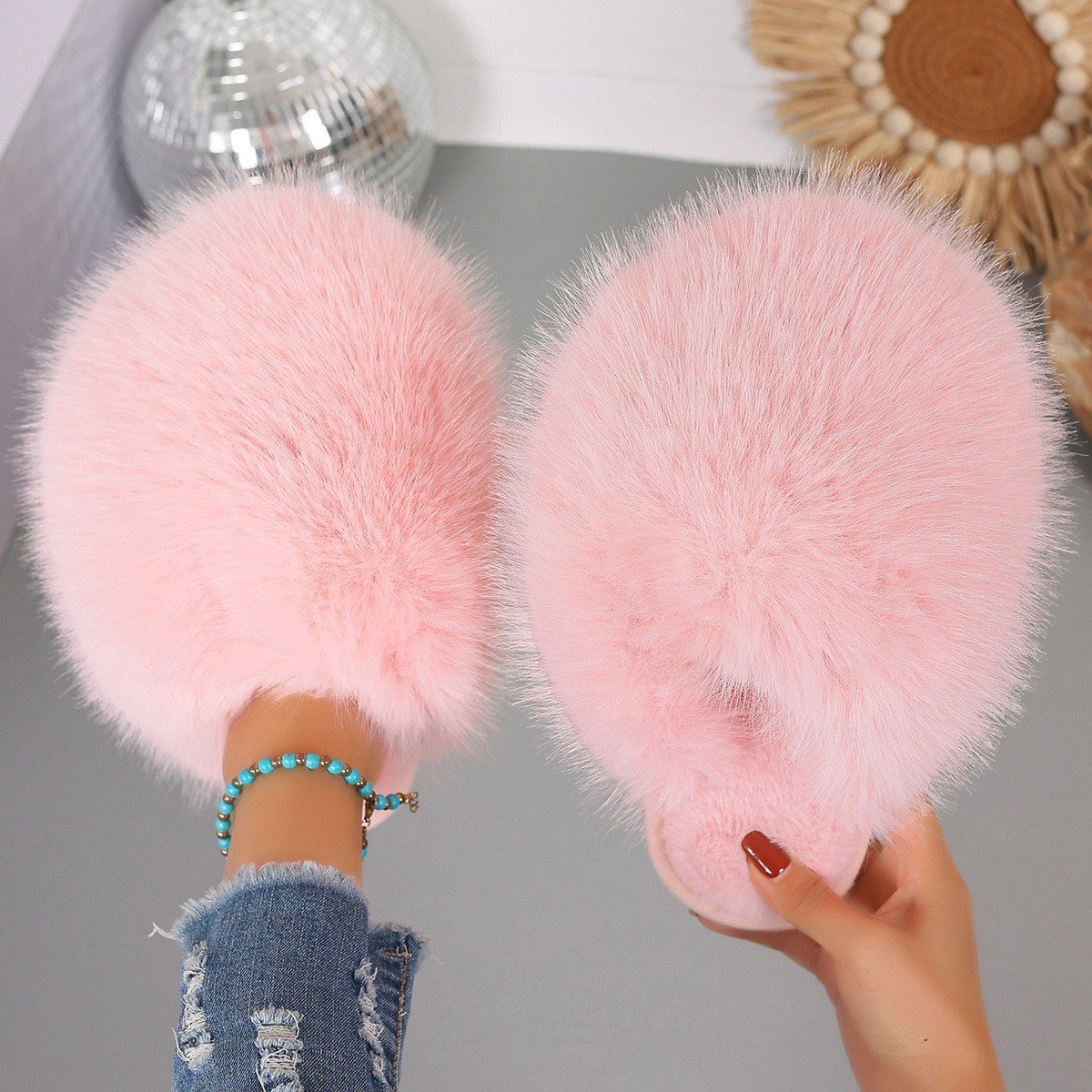 Plush Warm Cotton Slippers for Men & Women | Large Size Solid Color Indoor Slides - Image 4