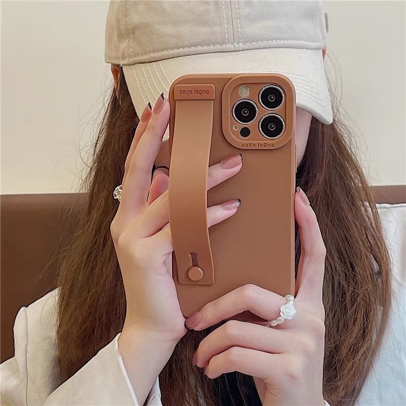 Solid Color Silicone Case with Wrist Strap for iPhone 13 12 11 XR X 8 7 - Image 8