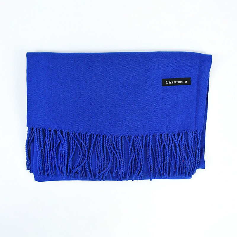 Women's Solid Color Winter Scarf: Cozy Pashmina Shawl with Tassels - Image 3