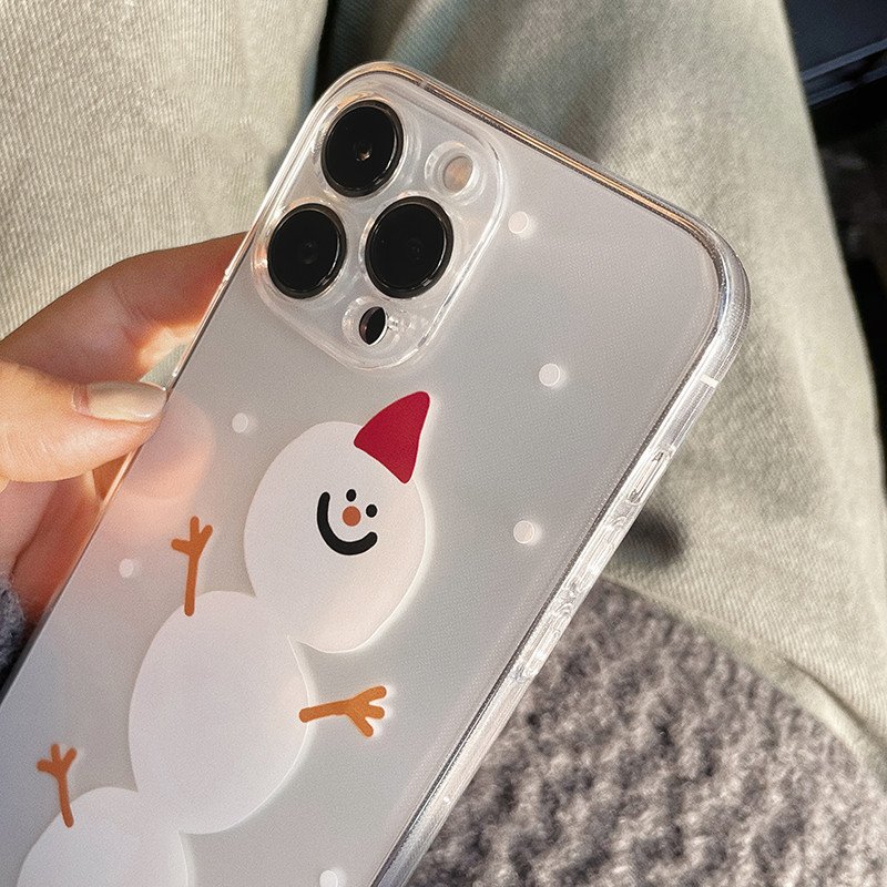 Snowman Clear Phone Case with Bracket Stand for iPhone 14 13 12 11 X - Image 4