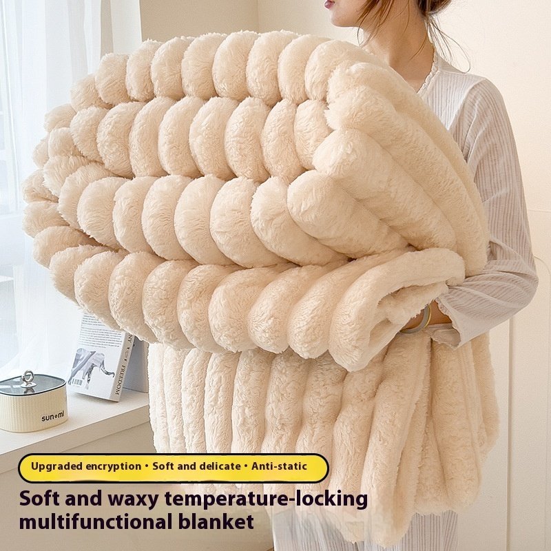 Solid Color Velvet Throw Blanket: Thickened Warm Nap Blanket for Sofa & Bed - Image 4