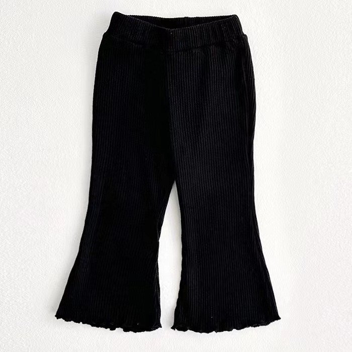 Western Style Bell-Bottom Baby Girl Pants with Fungus Ruffle Trim - Image 3