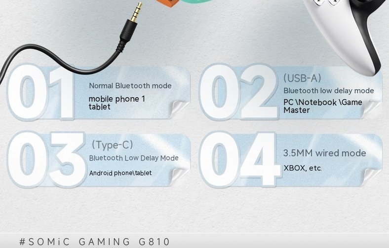 G810 E-Sports Gaming Headset | 3-Mode Wireless 2.4G & Bluetooth Wired Headphones - Image 7
