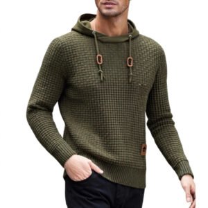 Men's Knitted Pullover Hoodie | Trendy Casual Textured Sweatshirt
