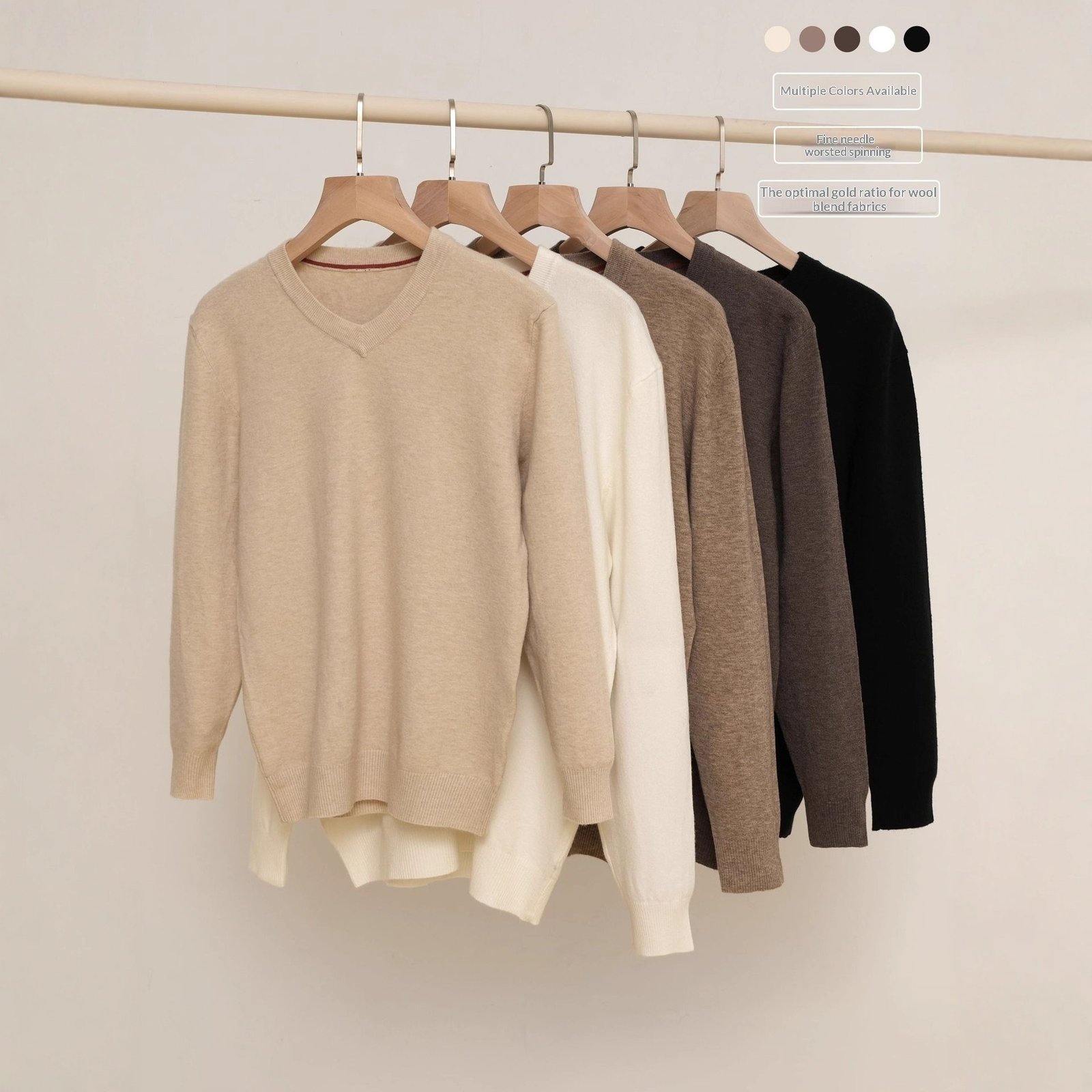 Men's V-Neck Wool Sweater: Classic Knitted Pullover Top - Image 4
