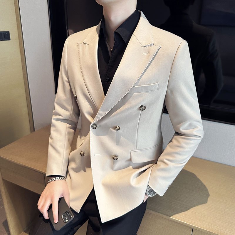 Men's White Casual Double-Breasted Jacket | Smart Fit Lightweight Blazer - Image 4