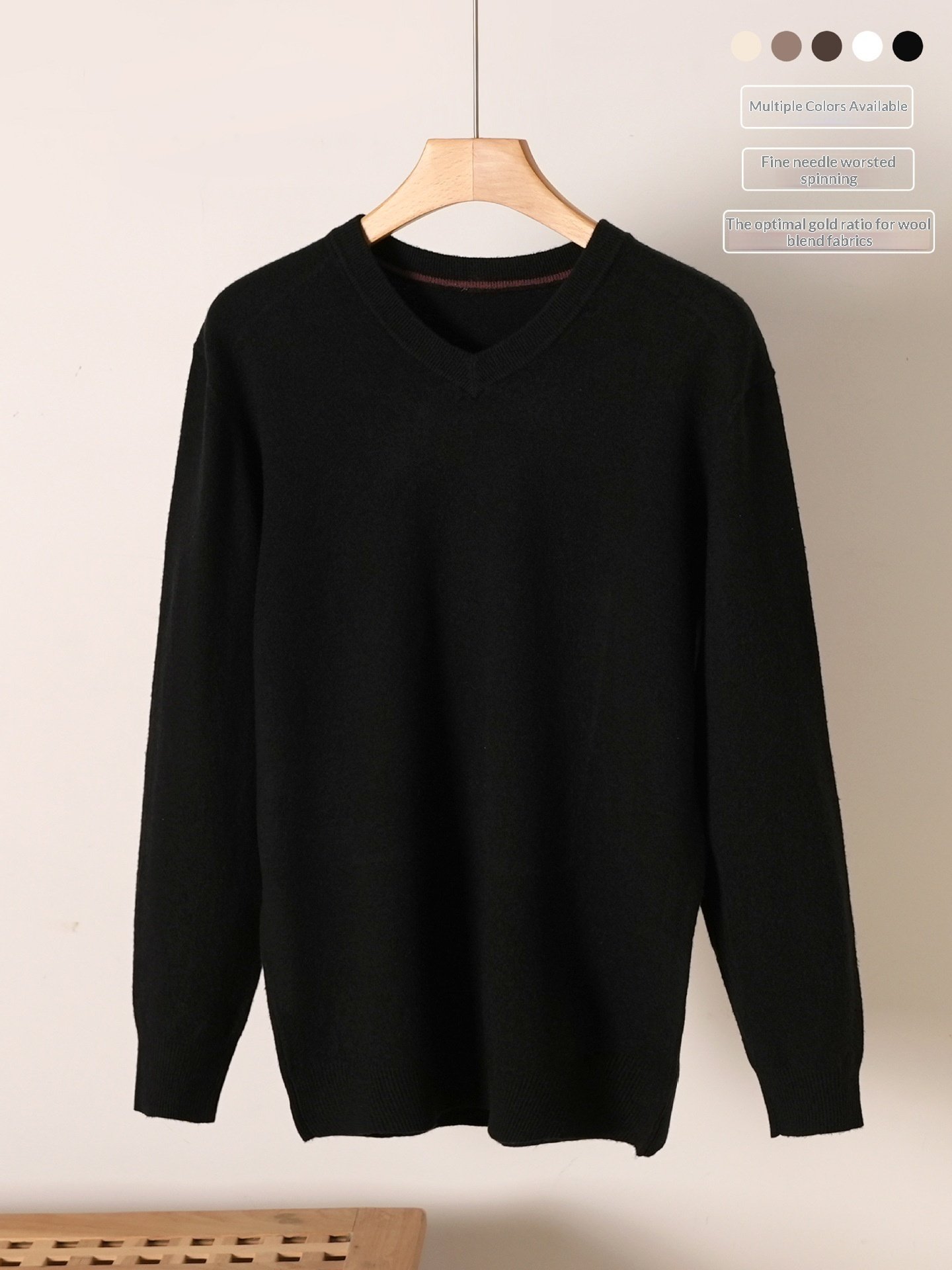 Men's V-Neck Wool Sweater: Classic Knitted Pullover Top - Image 9