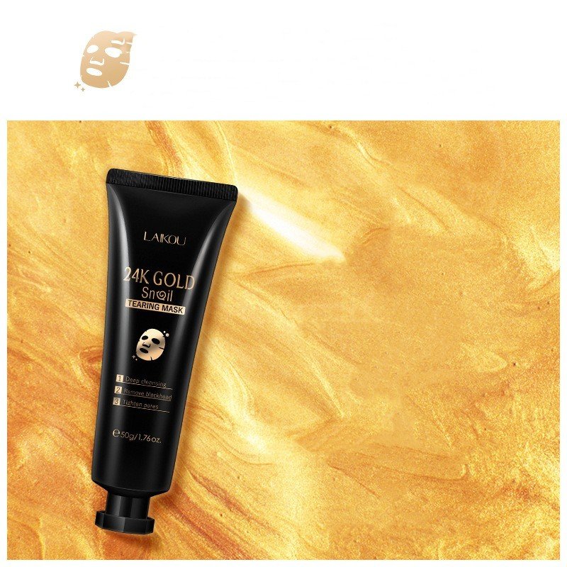Gold Foil Snail Hydrating Tear-Off Peel-Off Face Mask - Image 2