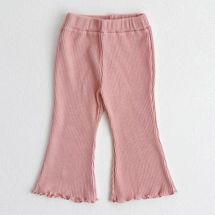 Western Style Bell-Bottom Baby Girl Pants with Fungus Ruffle Trim - Image 5
