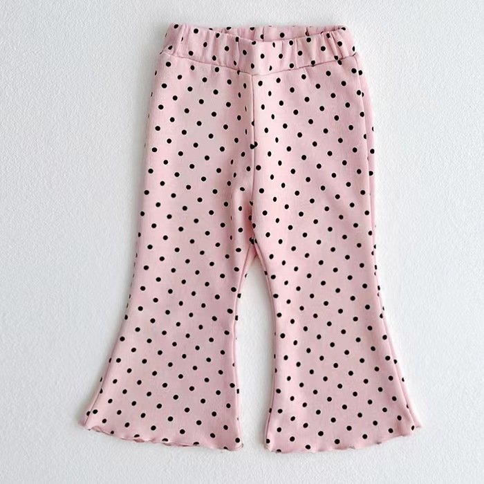 Western Style Bell-Bottom Baby Girl Pants with Fungus Ruffle Trim - Image 2