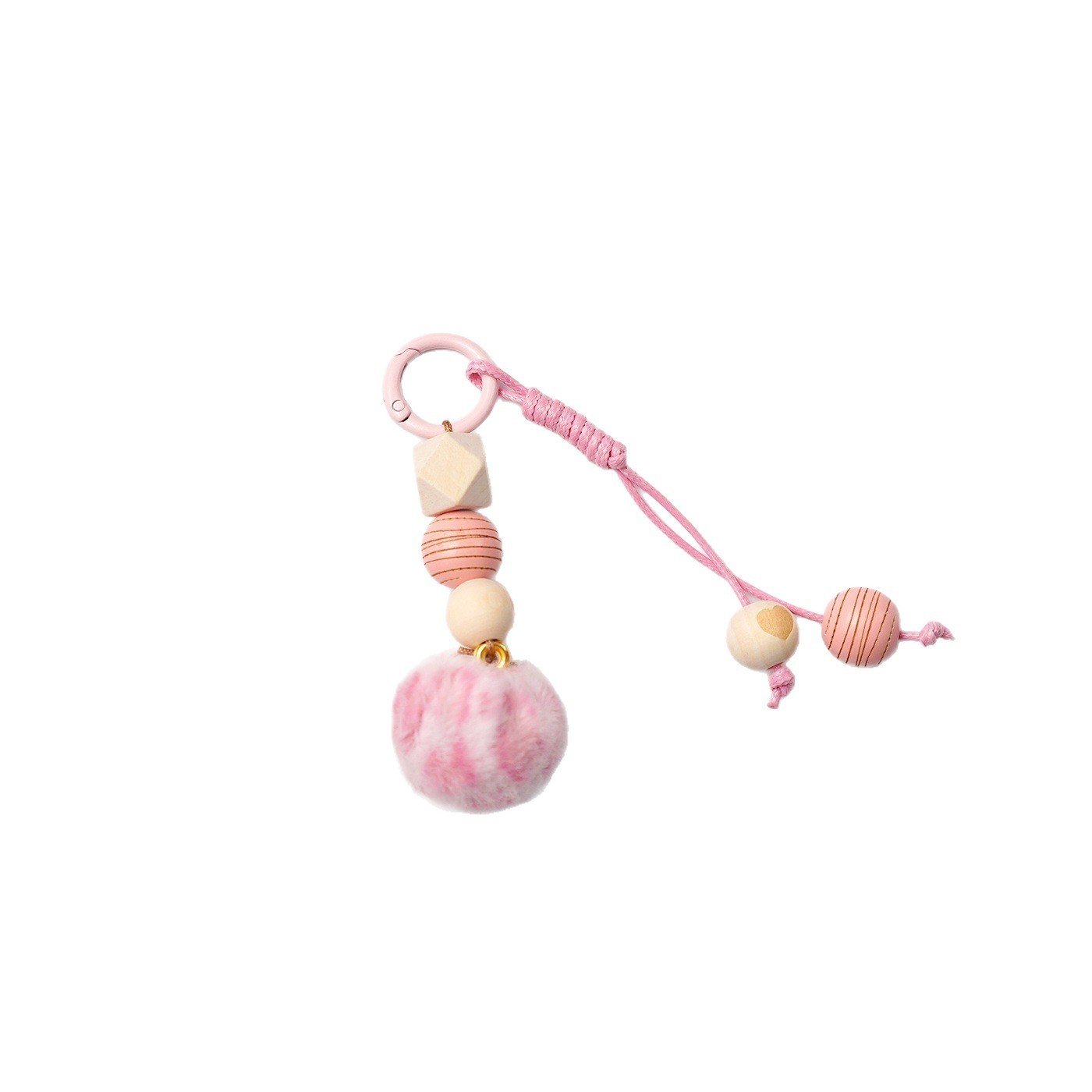 Wooden Bead Pompom Keychain | Boho Sweet Bag Charm Accessories - Image 8