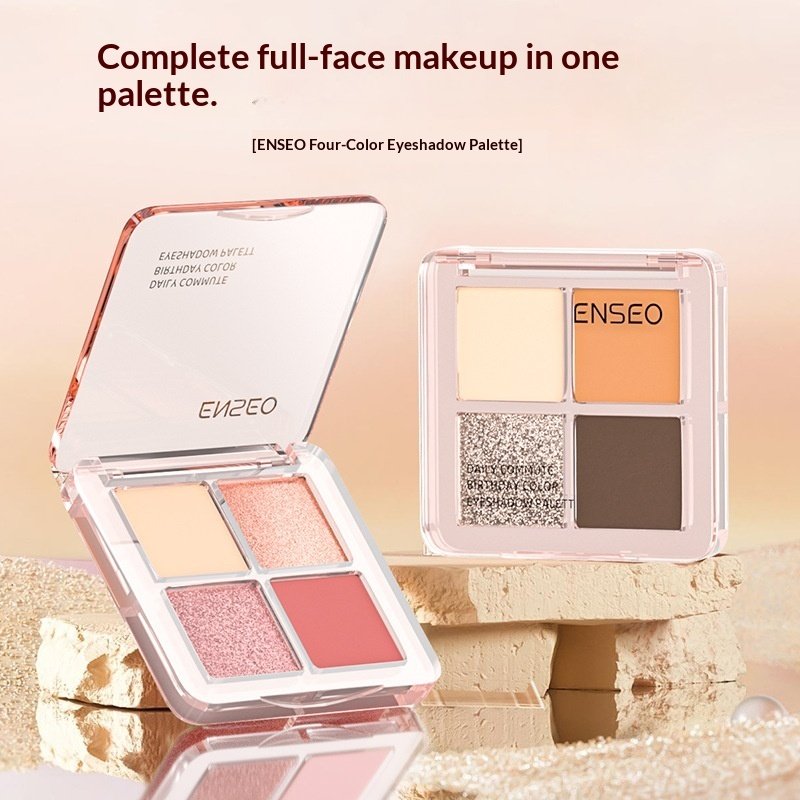 4-Color Eyeshadow Palette Matte Finish | Highly Pigmented Blendable Pocket Makeup Kit