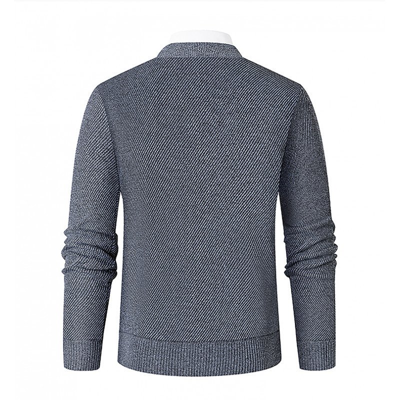 Mens Fleece Lined Cardigan Sweater | Thickened Warm Winter Outerwear - Image 2
