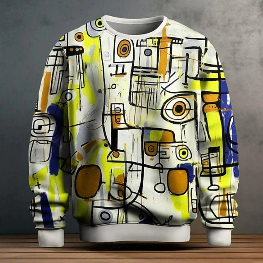 Men's Graffiti Pullover Hoodie | Urban Streetwear Long Sleeve Sweatshirt - Image 3