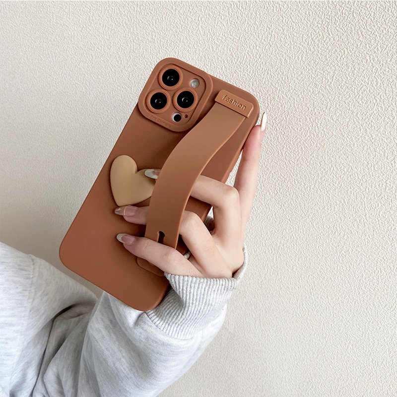 Solid Color Silicone Case with Wrist Strap for iPhone 13 12 11 XR X 8 7 - Image 4