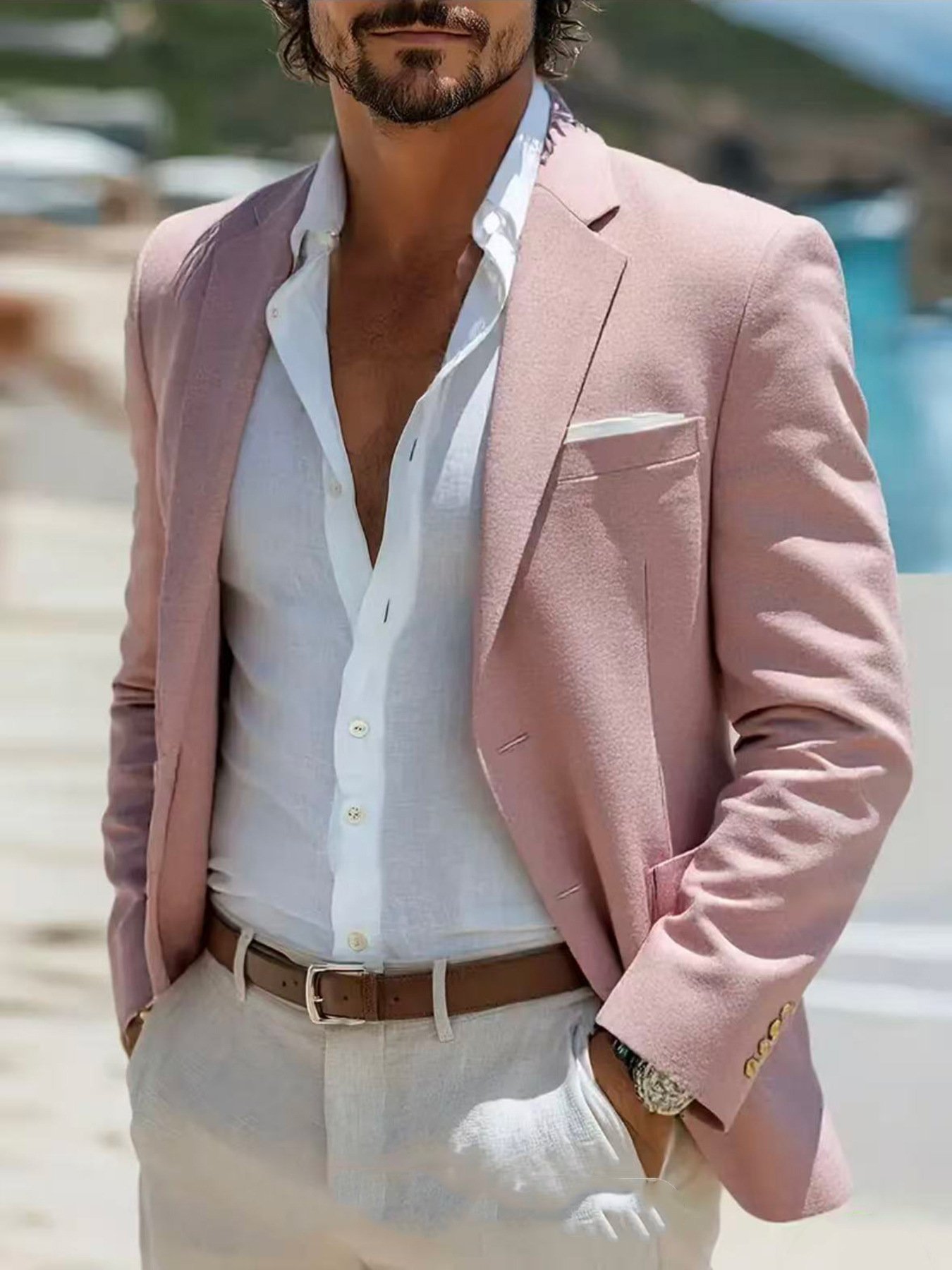 Mens Slim-Fit Casual Suit Jacket: Modern Fashionable Blazer Outerwear - Image 3