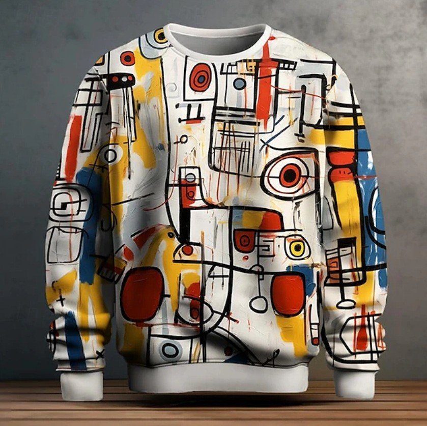 Men's Graffiti Pullover Hoodie | Urban Streetwear Long Sleeve Sweatshirt - Image 2