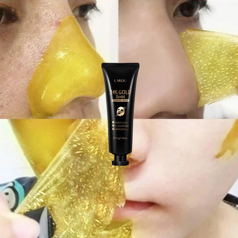 Gold Foil Snail Hydrating Tear-Off Peel-Off Face Mask - Image 7