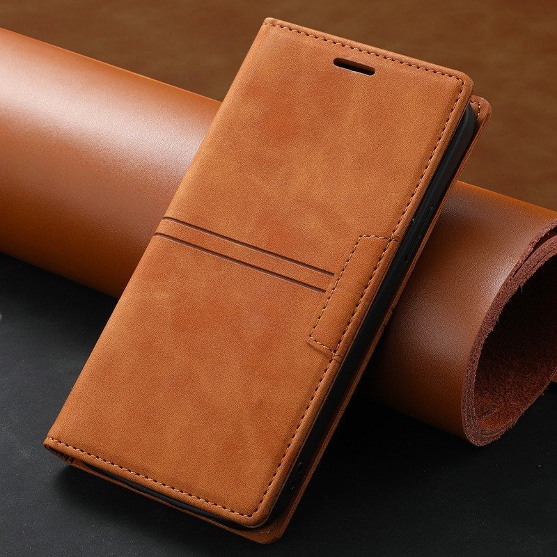 Premium Skin-Feel Magnetic Flip Leather Wallet Case for iPhone 13, 12, 11, X, 8, 7