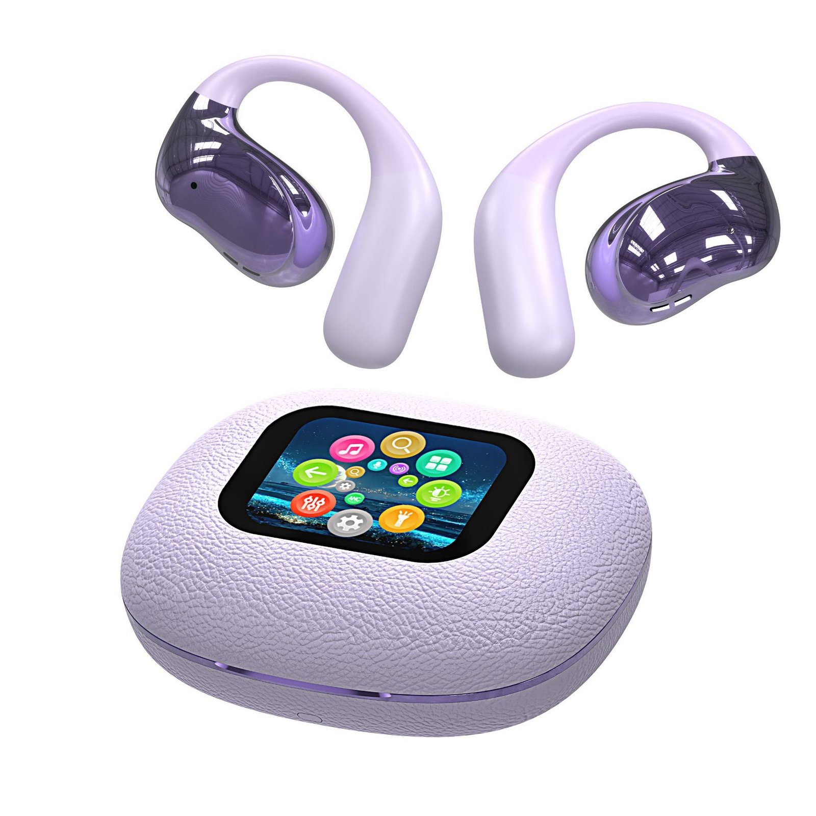 Open Leather Texture Black And White Bluetooth Headset - Image 4