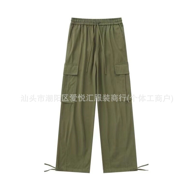 Men's Loose Fit Cargo Pants | Straight Leg Drawstring Utility Trousers - Image 6