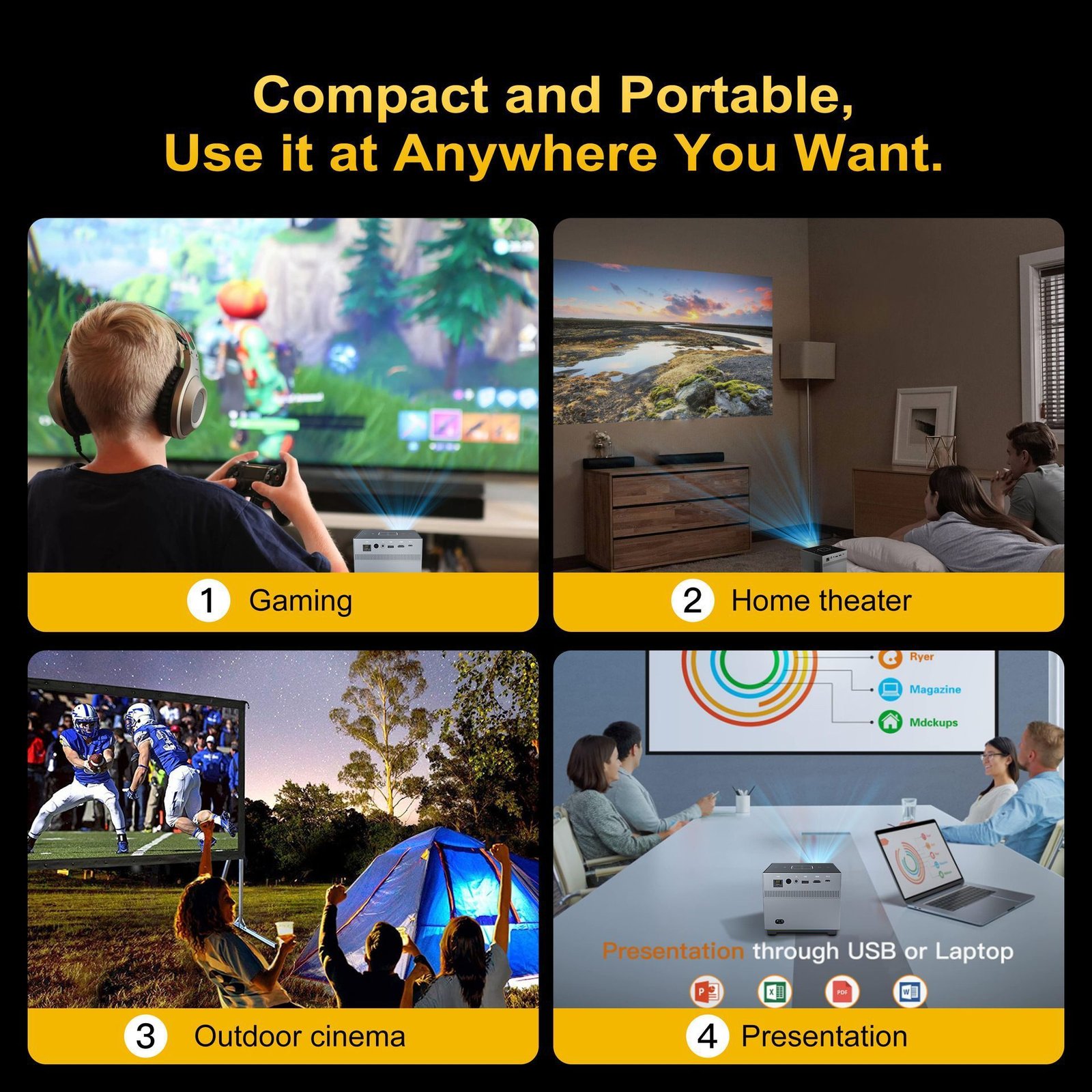 Mini Portable Projector | HD Smart Movie Player for Home & Office Use - Image 5