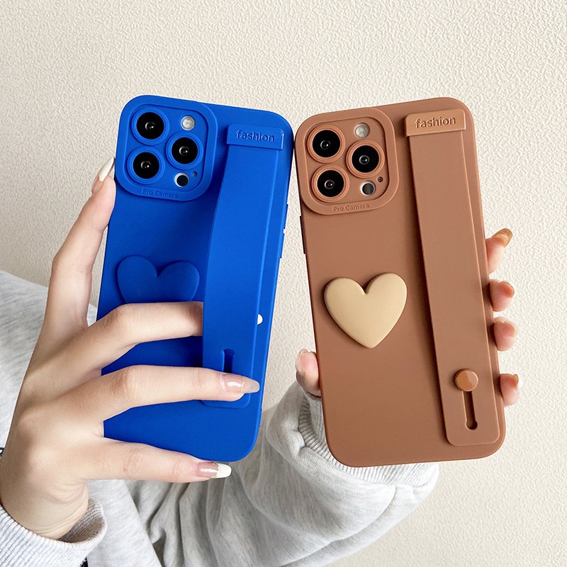 Solid Color Silicone Case with Wrist Strap for iPhone 13 12 11 XR X 8 7 - Image 6
