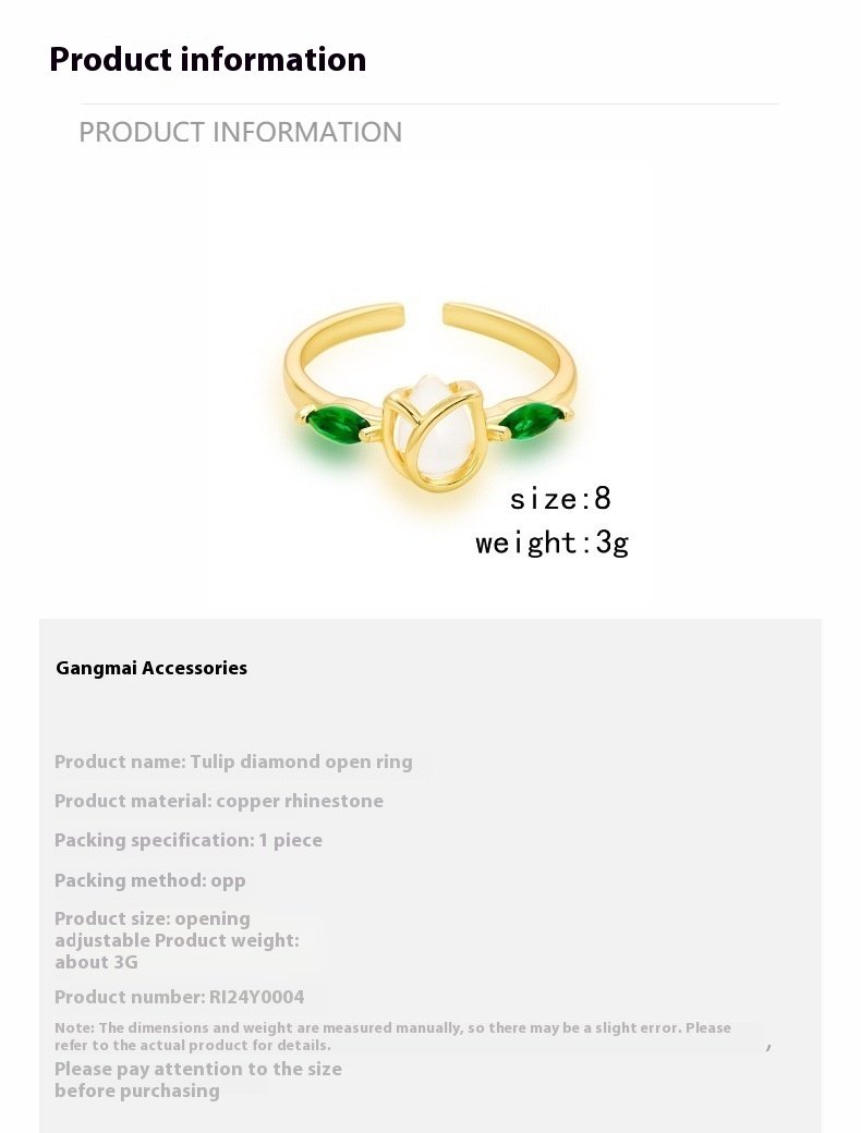 Vintage Tulip Flower Ring | Trendy Aesthetic Floral Statement Jewelry - Image 3