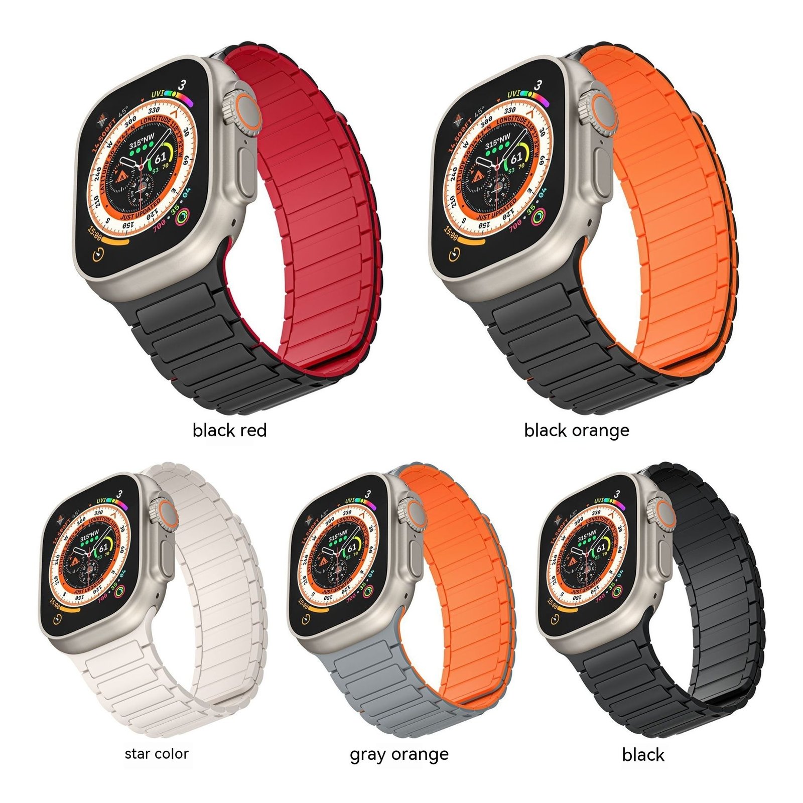 Magnetic Silicone Apple Watch Band: Contrast Color Sports Strap for iWatch
