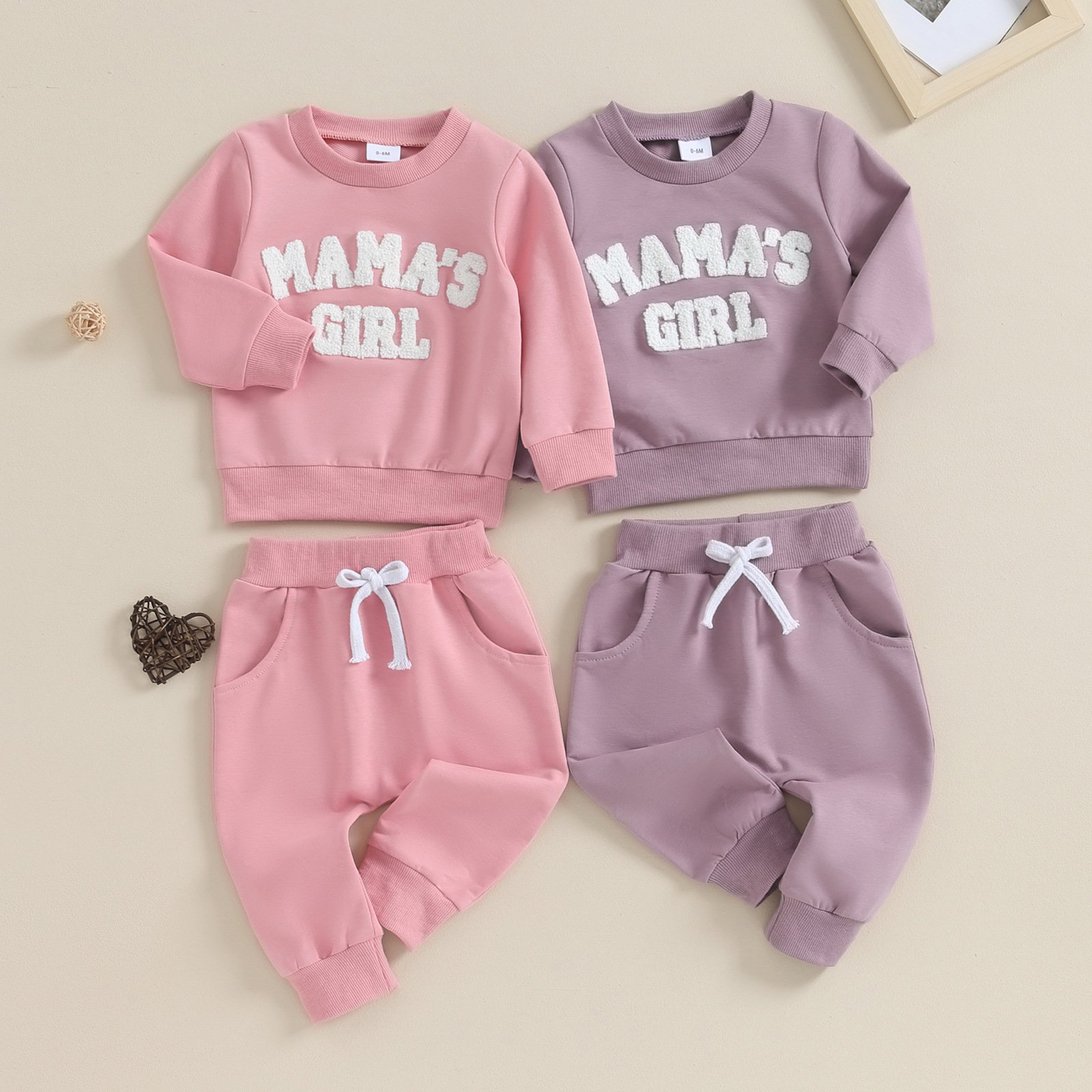 Baby Girl Cozy Knitted Sweater & Trouser Set – Embroidered Letter Outfit