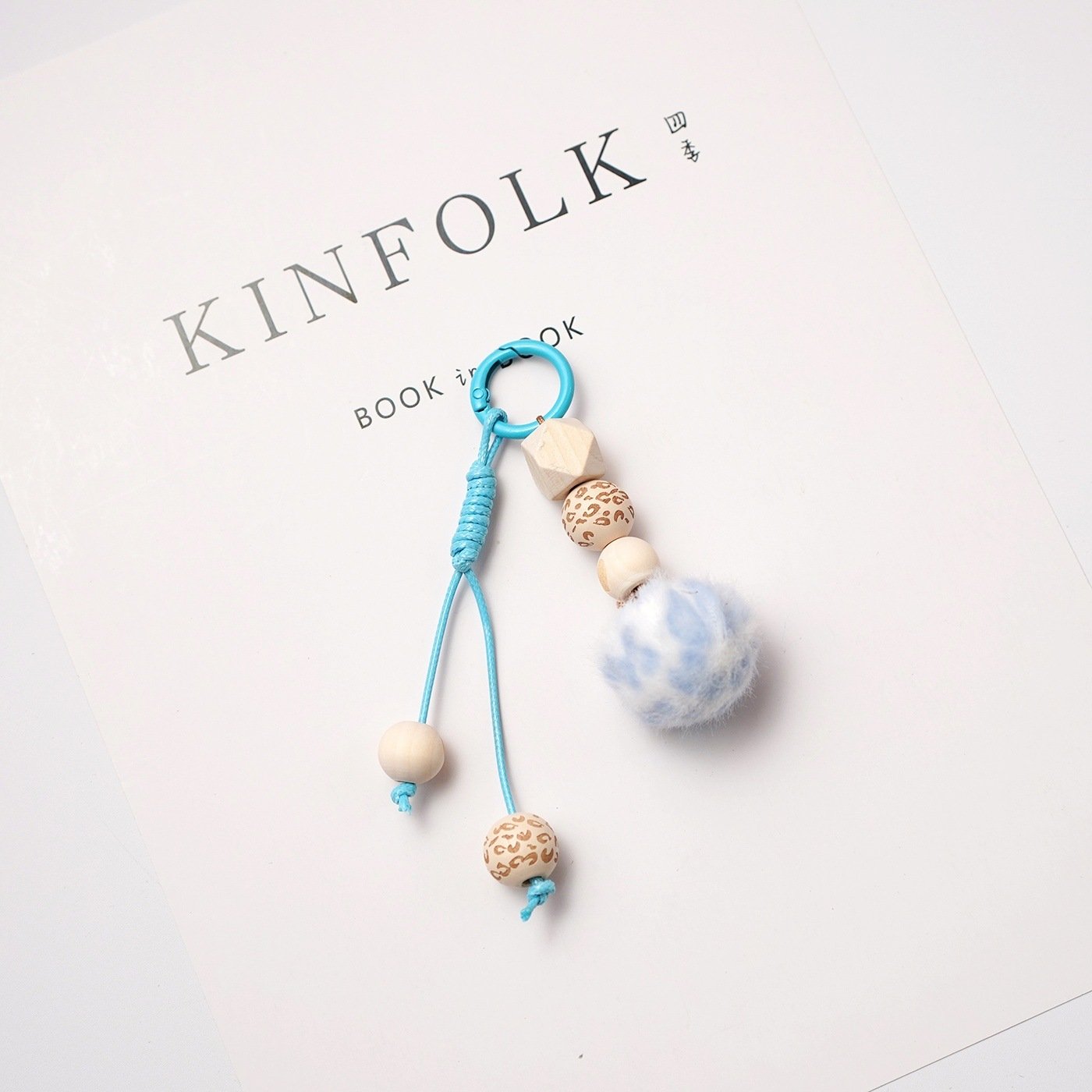 Wooden Bead Pompom Keychain | Boho Sweet Bag Charm Accessories - Image 5