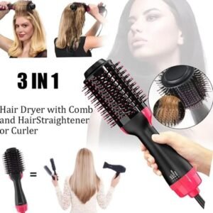 3-in-1 hair dryer brush for drying, straightening and styling hair